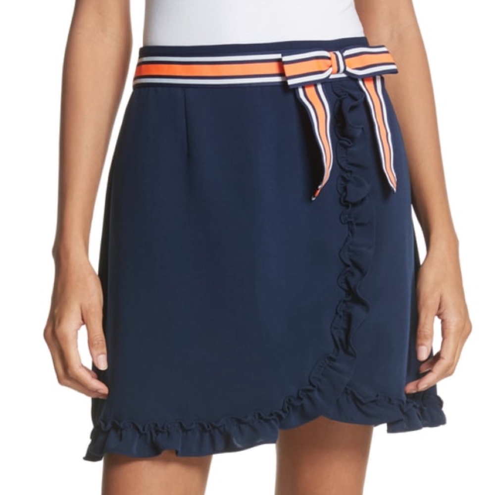 New Ted Baker Xzenia Skirt Blue Bow Ruffle SZ 3